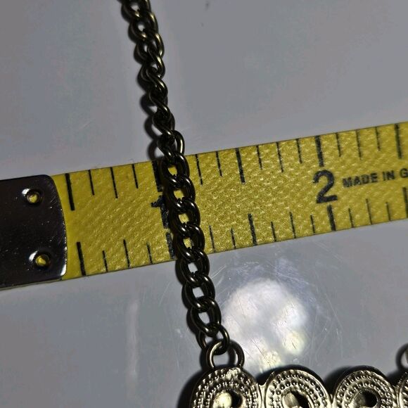 Large Gold Tone Tassel Articulated Statement Necklace 36" - Picture 8 of 15